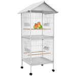 Metal Bird Cage Feeder, For Small And Medium Bird - White
