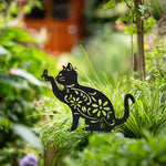 Metal Cat Silhouette Garden Ornament Outdoor Garden Decor