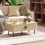 Coffee Table With Storage And Sliding Doors For Living Room