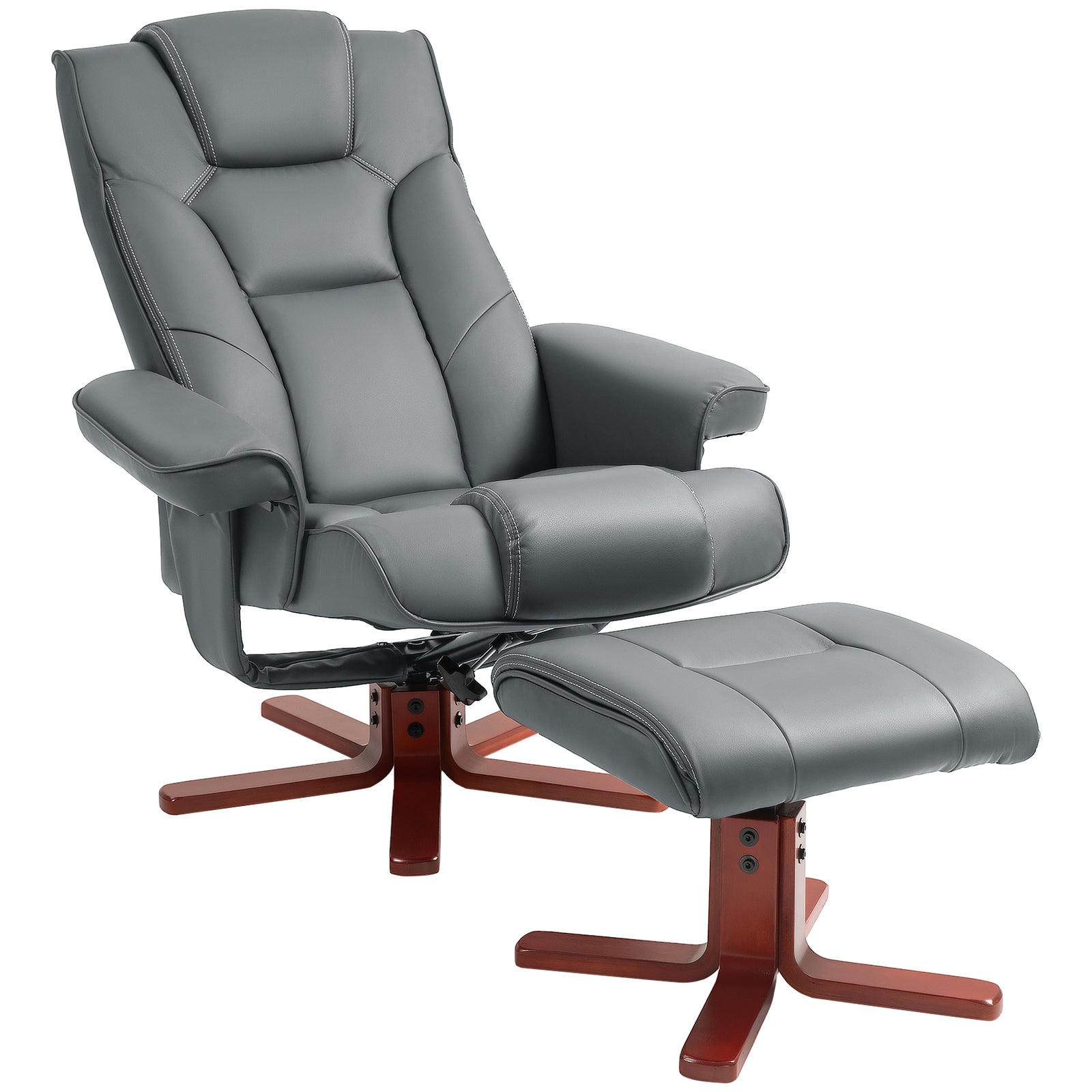 Reclining Armchair With Footstool And Adjustable Backrest | One Size | Gray