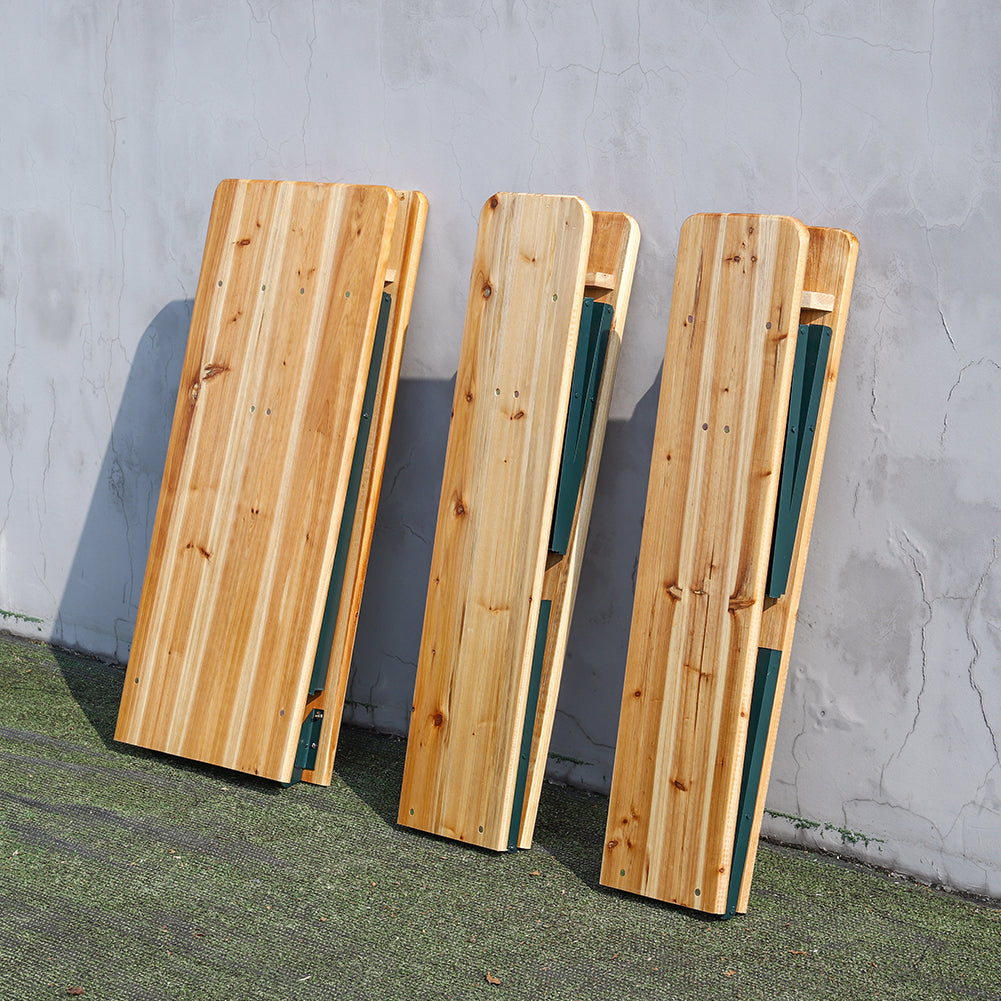 3-piece Outdoor Wooden Foldable Table Benches Set