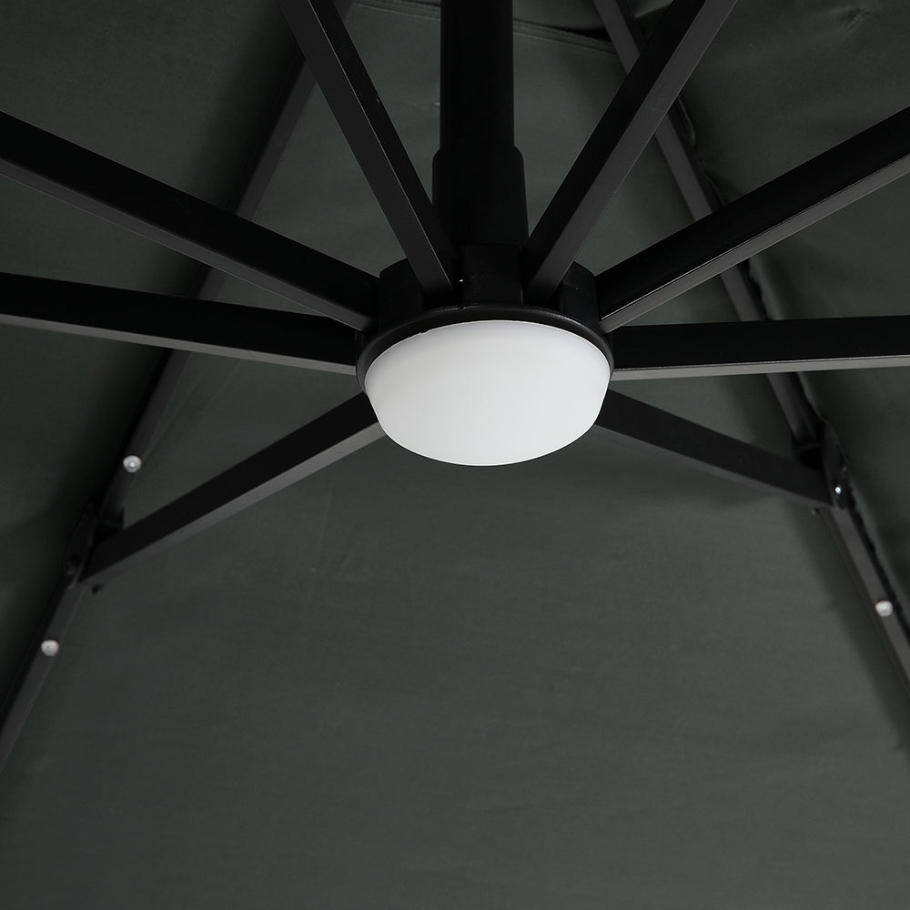 Square Cantilever Parasol With Solar-powered Led Lights | One Size | Dark Grey