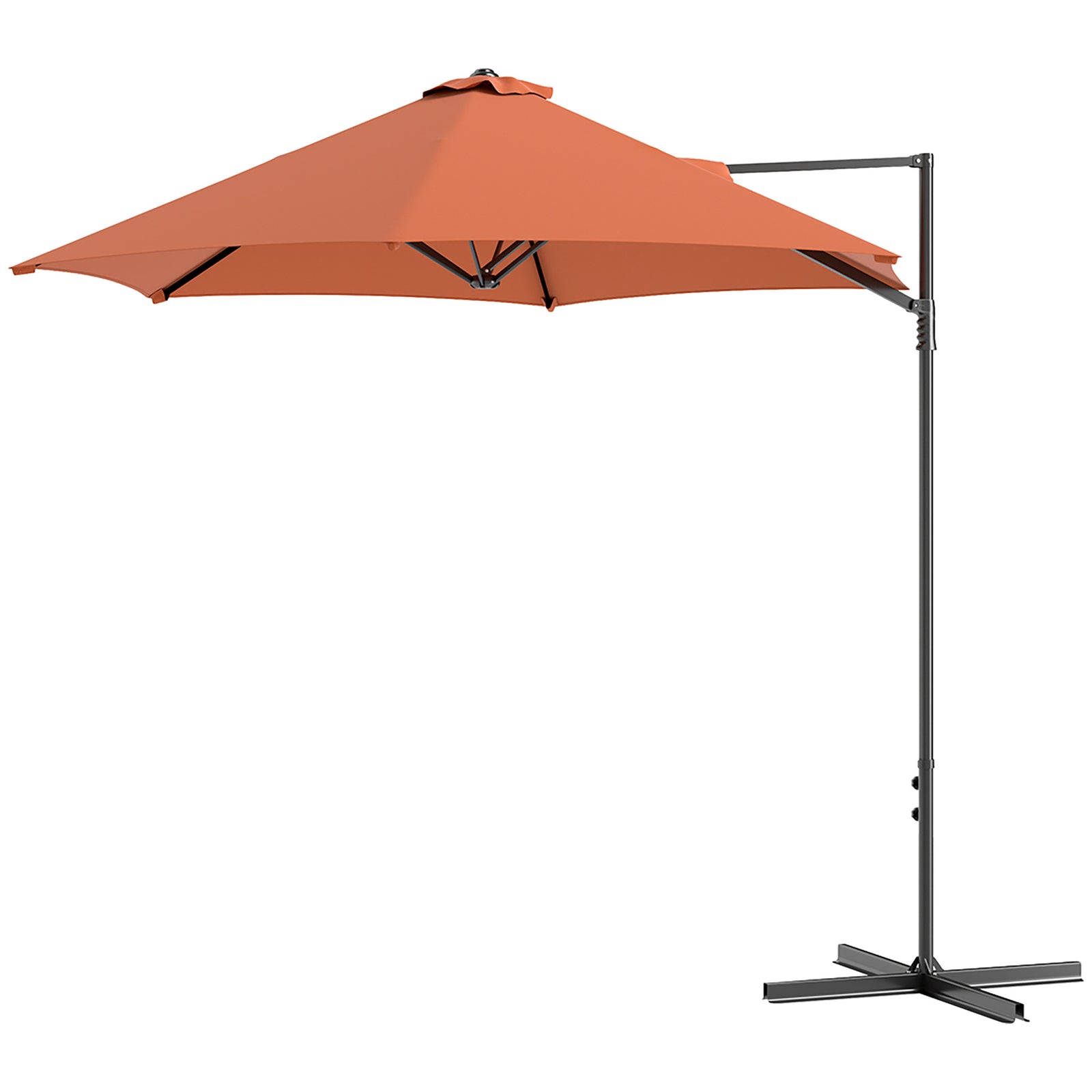 2.5m Cantilever Parasol W/ 360° Rotation, Cross Base | Orange