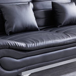 Pu Leather 2-seat Convertible Sofa Bed With Pillows