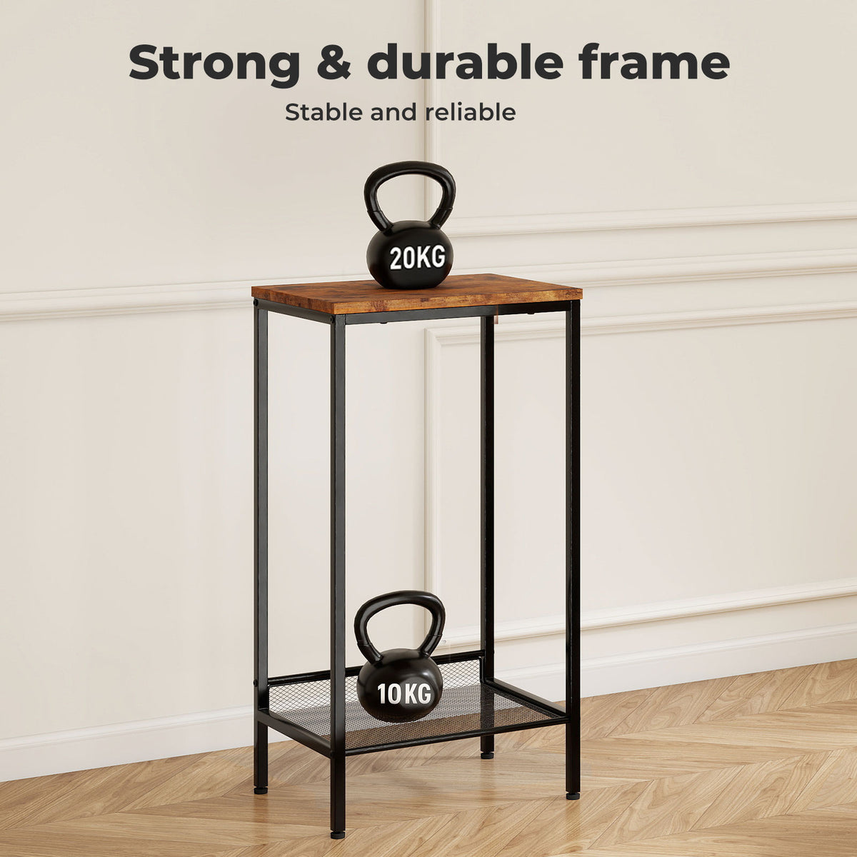 Levede Industrial Side Table Wood 2-tier Storage Shelf End Table For Living Room