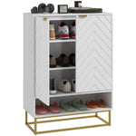 Shoe Cabinet With 2 Chevron Doors, Adjustable Shelf 12 Pairs