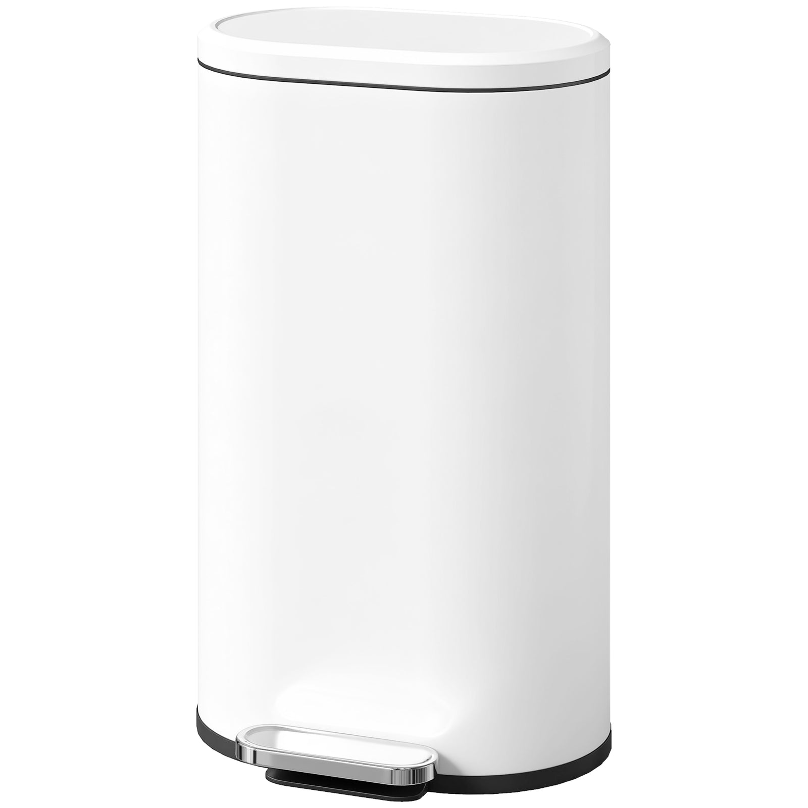 Slim Rectangular Pedal Bin With Soft-close Lid, 30l Kitchen Bin | White