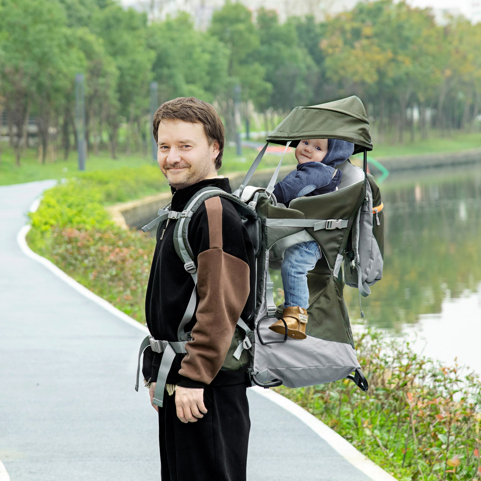 Toddler Hiking Backpack Carrier W/ Stand, Adjustable Waist Belt