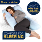 U Shaped Pregnancy Pillow, Maternity Cushion Machine Washable & Removable Velvet Cover | U Shape | Blue