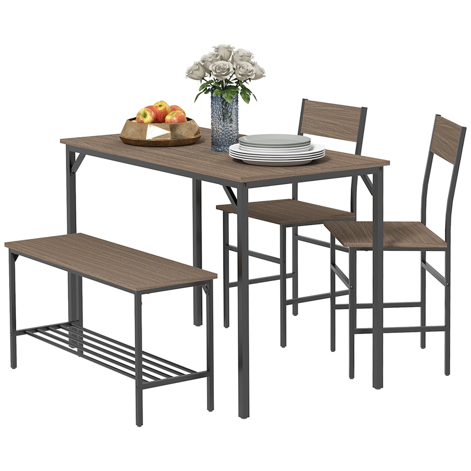 Industrial 4 Piece Dining Table And Chair Set Kitchen Table