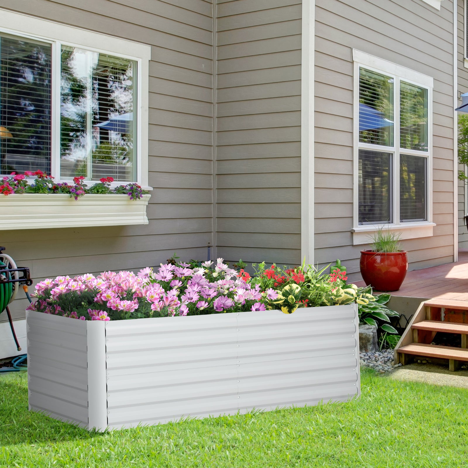 Steel Raised Bed Planter Rods 180 X 90 X 59 Cm | Gray