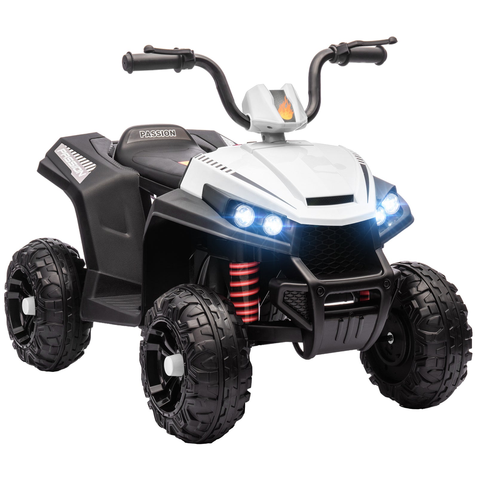 12v Kids Electric Quad Bike W/ Spring Suspension, Forward, Backward | White