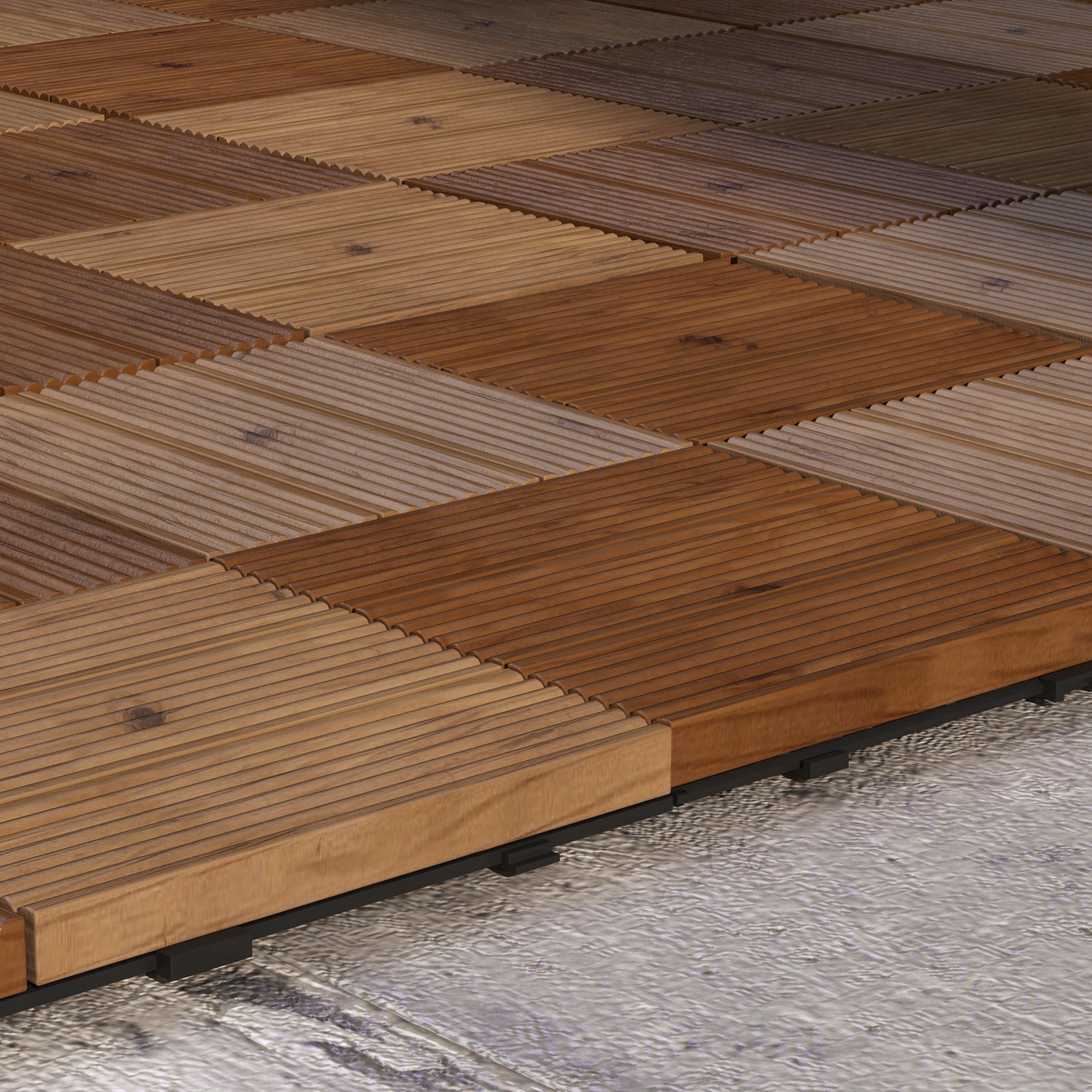 9 Pcs Brown Anti-slip Deck Tiles 30x30 Cm, 0.81㎡ Pack