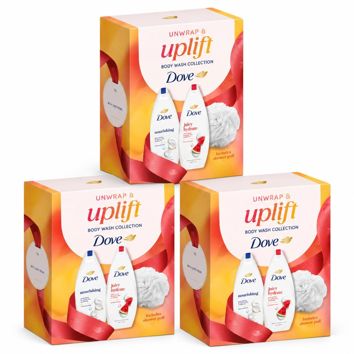Unwrap And Uplift Body Wash Collection For Her With Luxury Puff | Set of 3