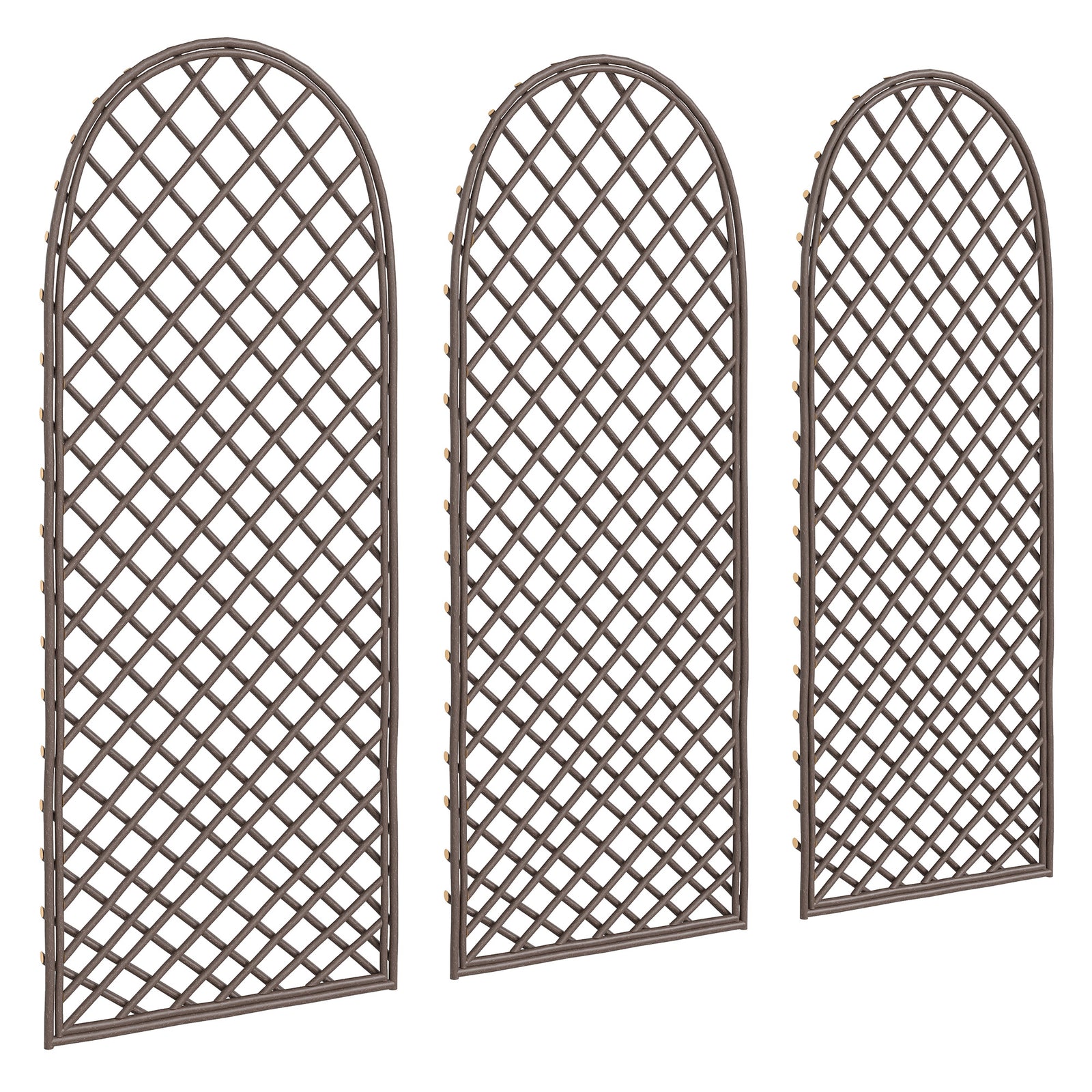 Outsunny Garden Trellis, Decorative Trellis Panels With Dome Top, Natural