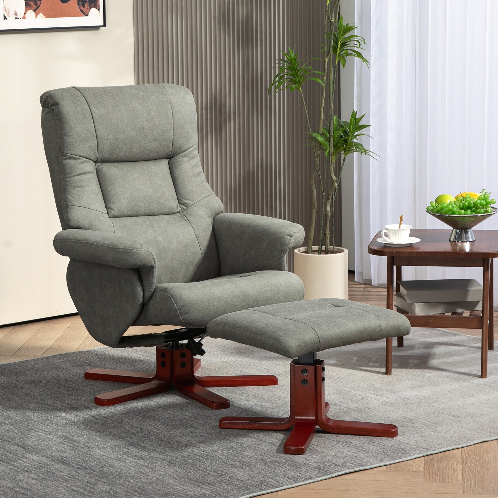 135 Degree Reclining Armchair With Footstool For Living Room | One Size | Gray
