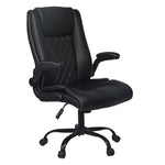 Executive Office Chair Pu Leather Reclining Desk Chair Flip-up Armrests | Black