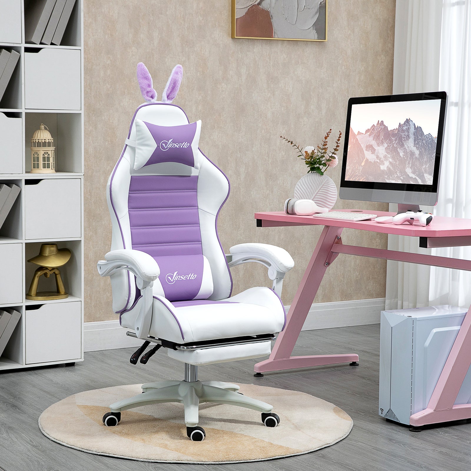 Racing Chair W/ Footrest Rabbit Ears | Purple