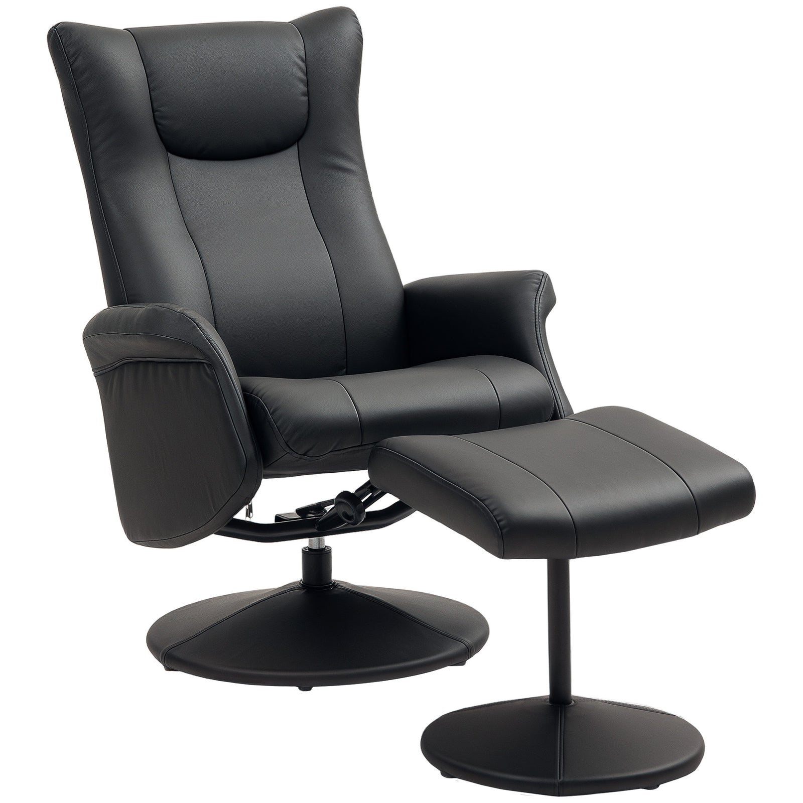 HOMCOM Swivel Recliner Chair With Footstool And Adjustable Back