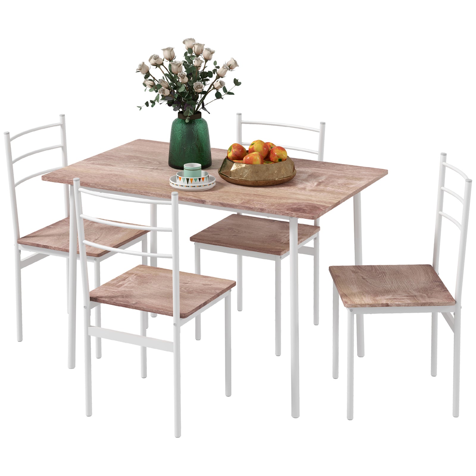 5 Piece Dining Table And Chairs Set, Space Saving Table | White