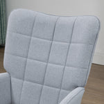 Living Room Chair With Footstool And Steel Legs Light Grey