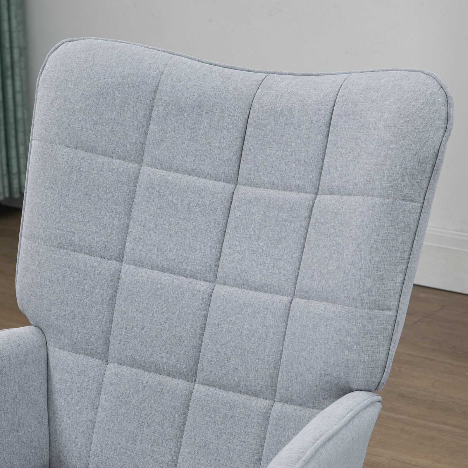 Living Room Chair With Footstool And Steel Legs Light Grey