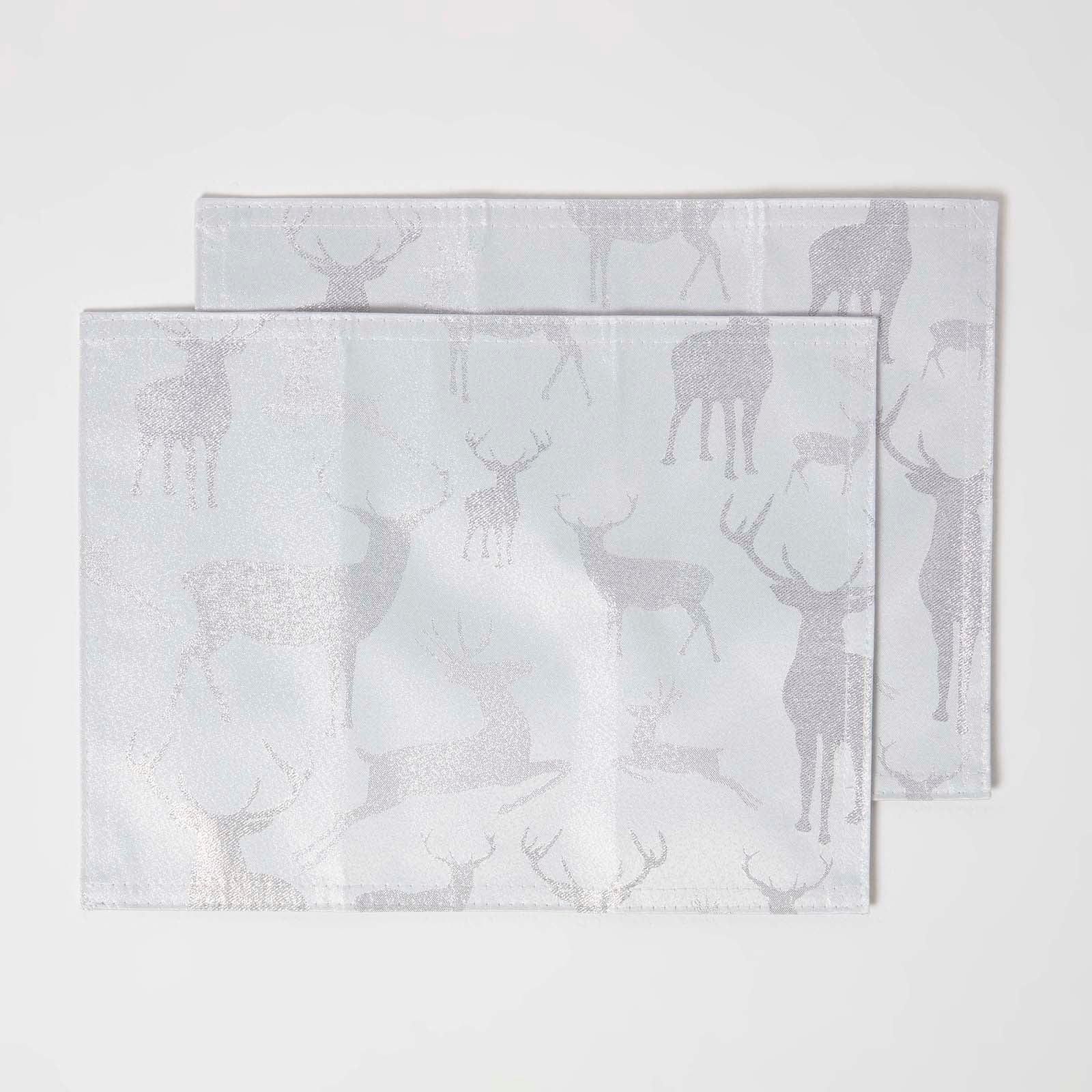 Silver Stag Christmas Placemats, Set Of 2