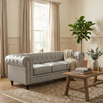 Chesterfield Scroll Arm Faux Leather Sofa 3 Seater | Grey