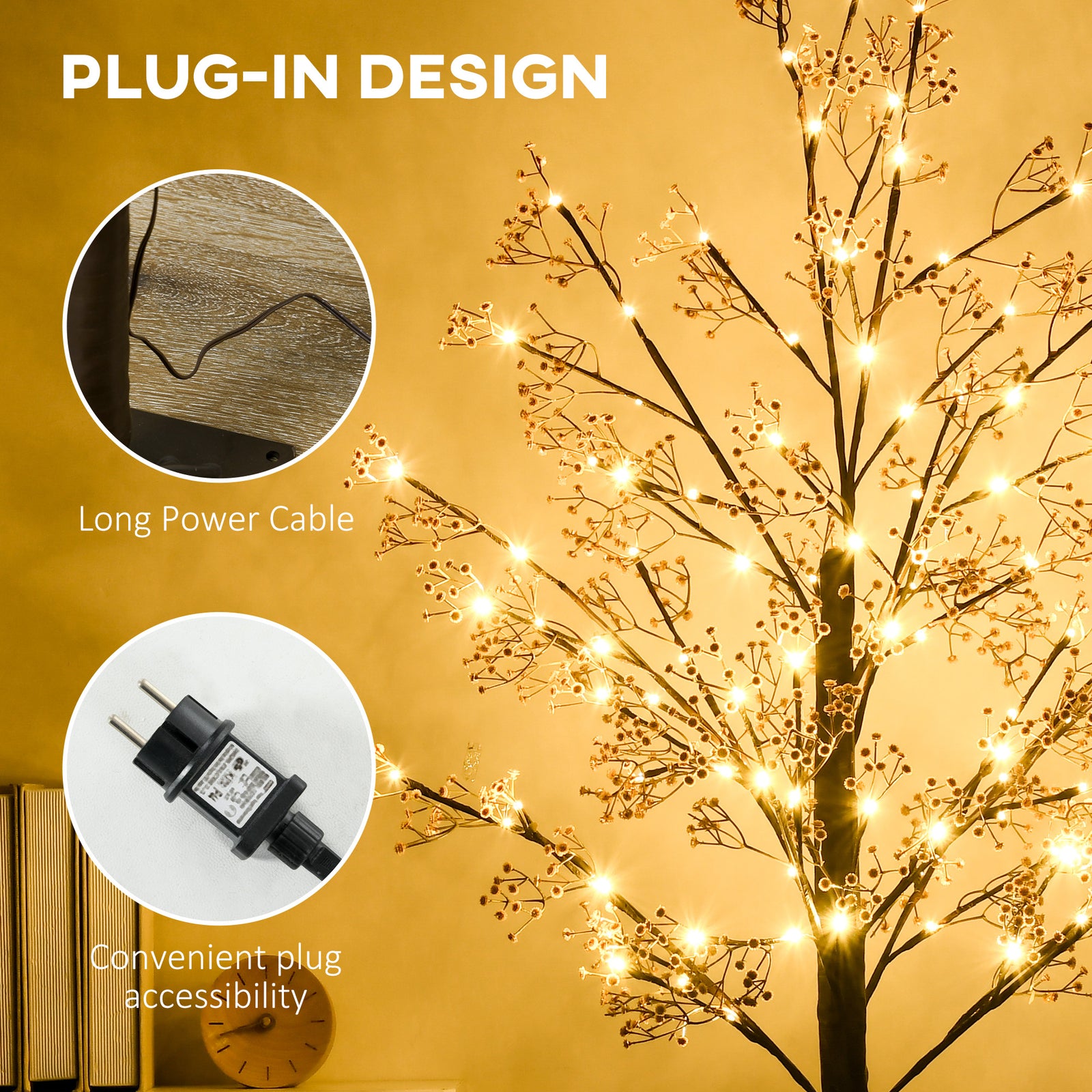 4/5/6ft Artificial Tree With Warm White Led Lights | 6ft | Brown