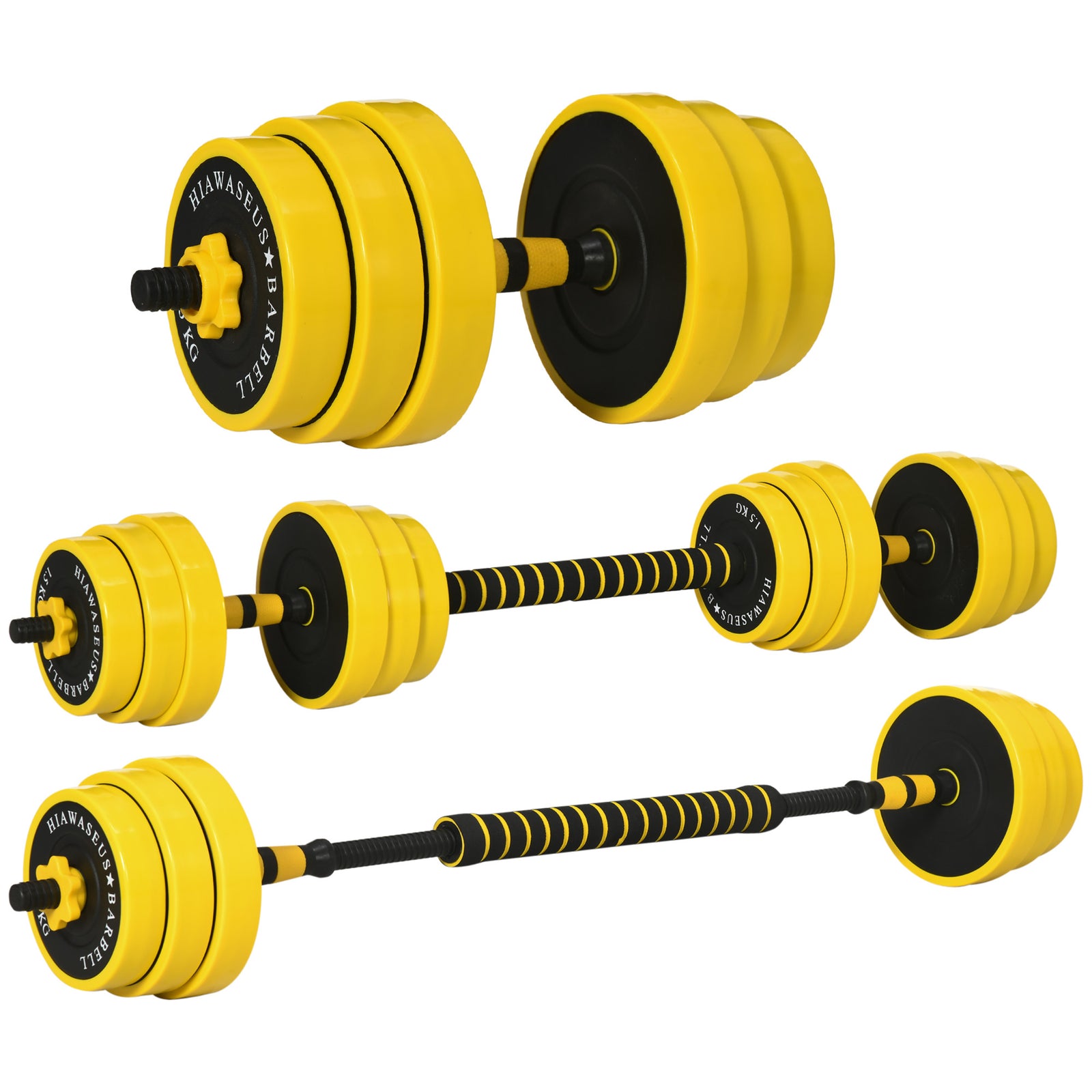2 In 1 Barbell & Dumbbell Set | 25kg | Yellow