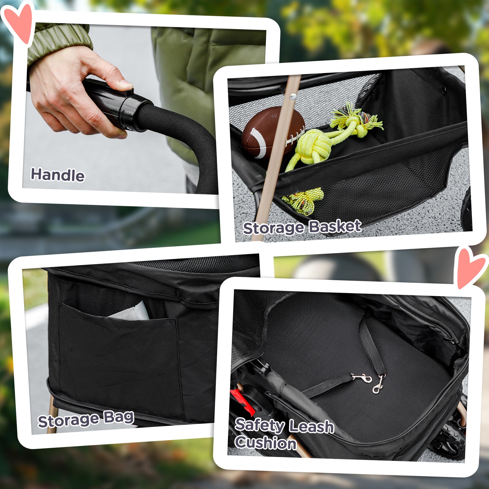 3 In 1 Pet Stroller With Detachable Carrier For Mini Dogs | Black