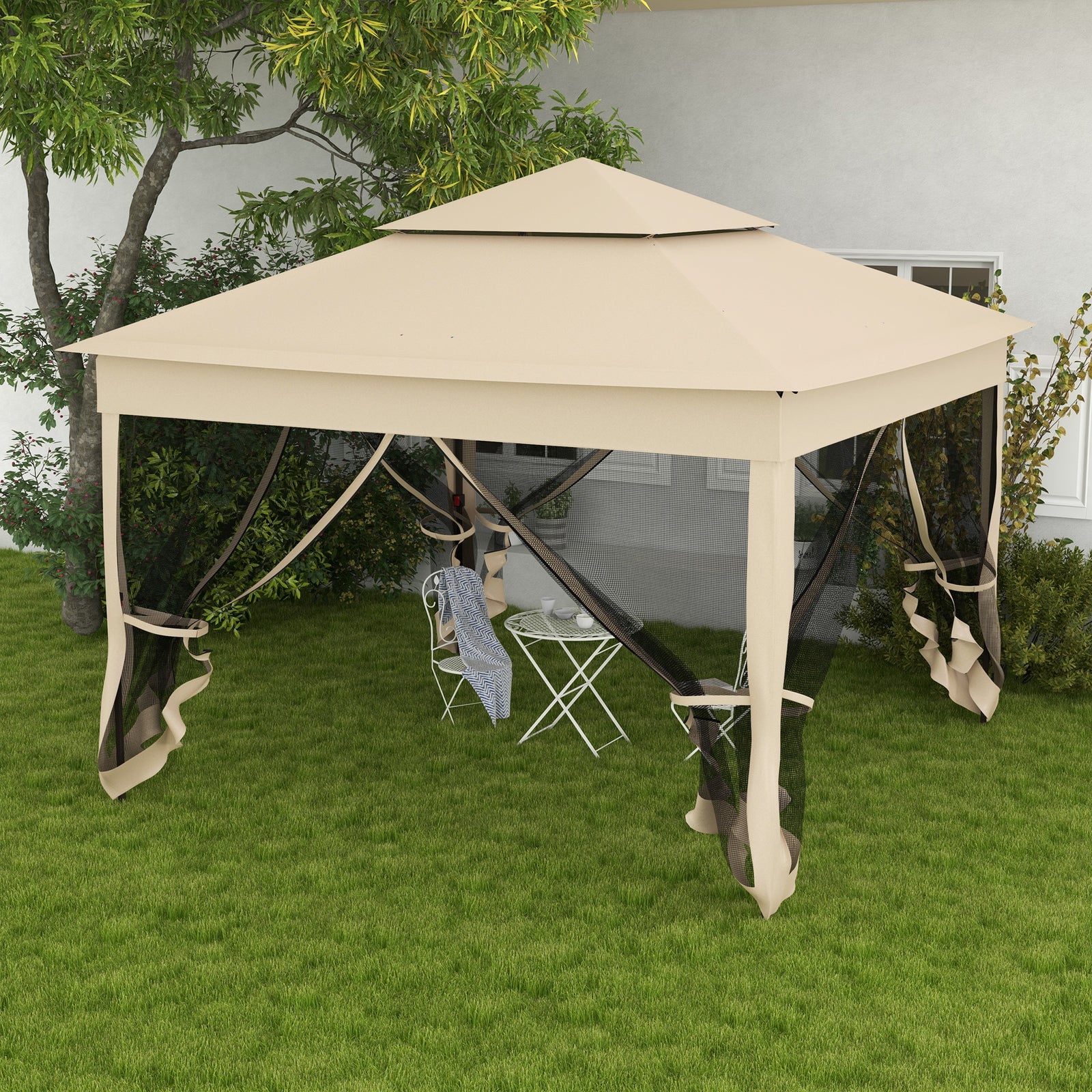 Garden Folding Tent Heavy Duty Pop Up Gazebo For Party | Cream