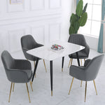 2pcs Modern Velvet Upholstered Dining Chairs With Polished Gold Legs | Dark Grey