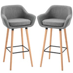 Upholstered Bucket Seat Bar Stools W/ Wood Legs
