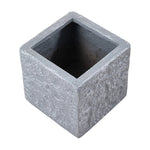 Cube Shaped Cement Planter Flower Pot With Drainage Holes | Small | Grey Granite
