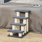 Dog Steps For Bed 4 Step Pet Stairs Ladder For Dog Cat Scratch Post Grey