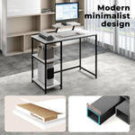 Computer Desk Home Office Table With Storage Shelves Monitor Stand | White