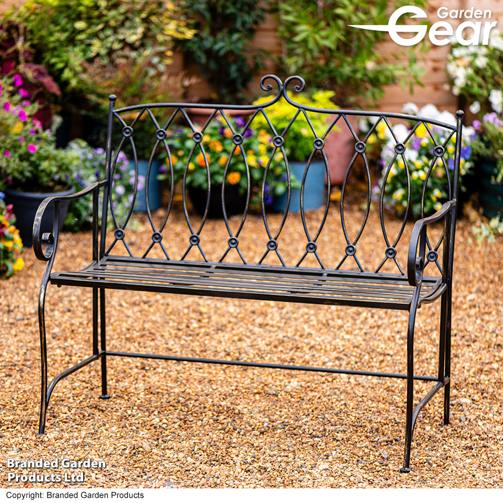 Wrought Iron Ebony Bench