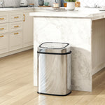 HOMCOM 50L Sensor Bin with Soft-Close Lid Automatic Kitchen Bin Silver Tone