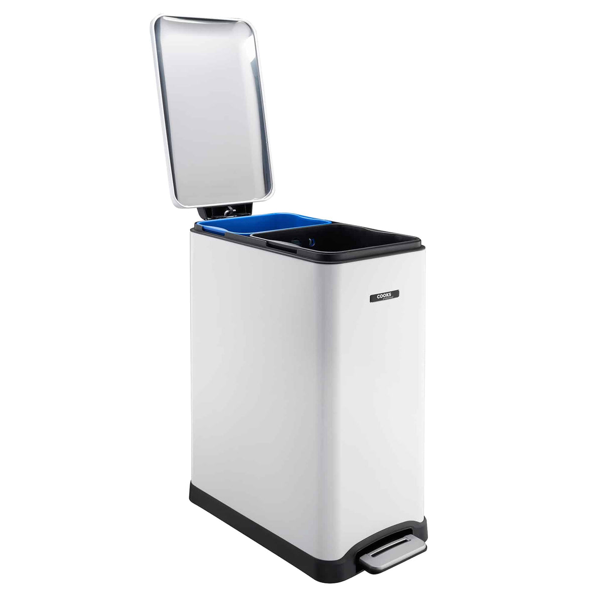 Slimline Dual Compartment Pedal Bin 50l | 50l | White