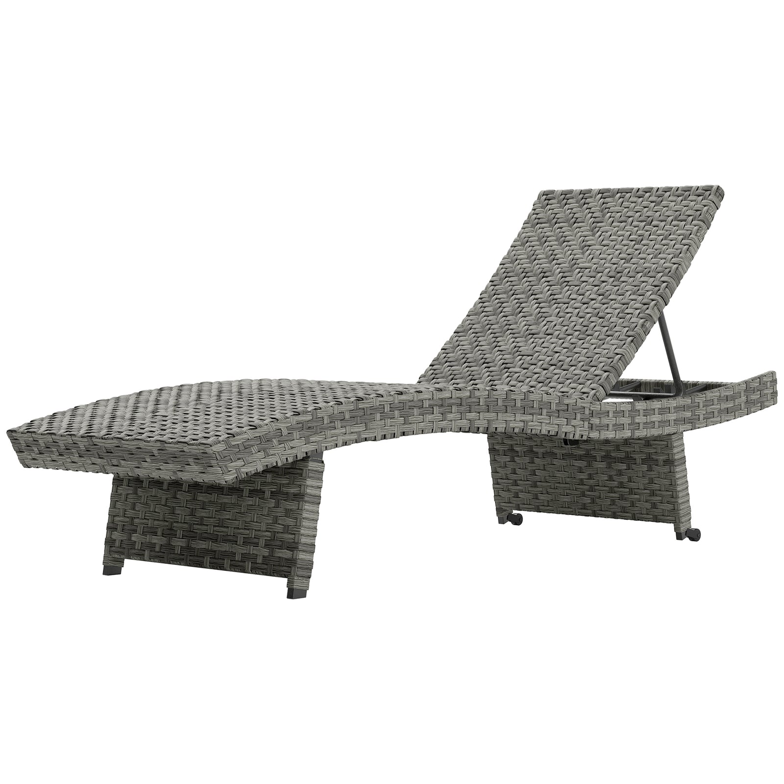Pe Rattan Sun Lounger With 4-level Adjustable Backrest | Dark Gray
