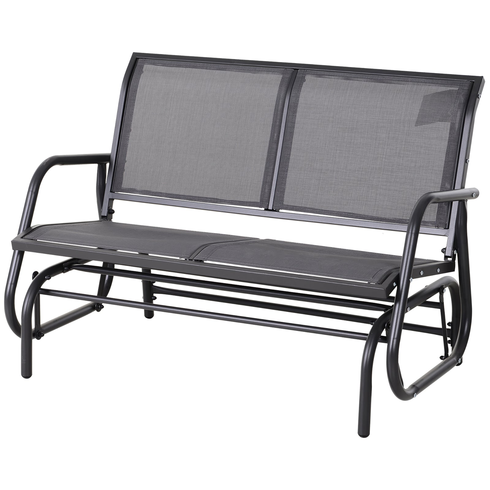 2-person Patio Glider Bench Gliding Chair Loveseat W/armrest | Gray