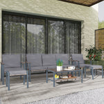 6 Piece Rattan Set, 7 Seater Sofa With Coffee Table