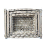 Wicker Grey Wash Wooden Handled Storage Basket | Set-of-3 | Gray