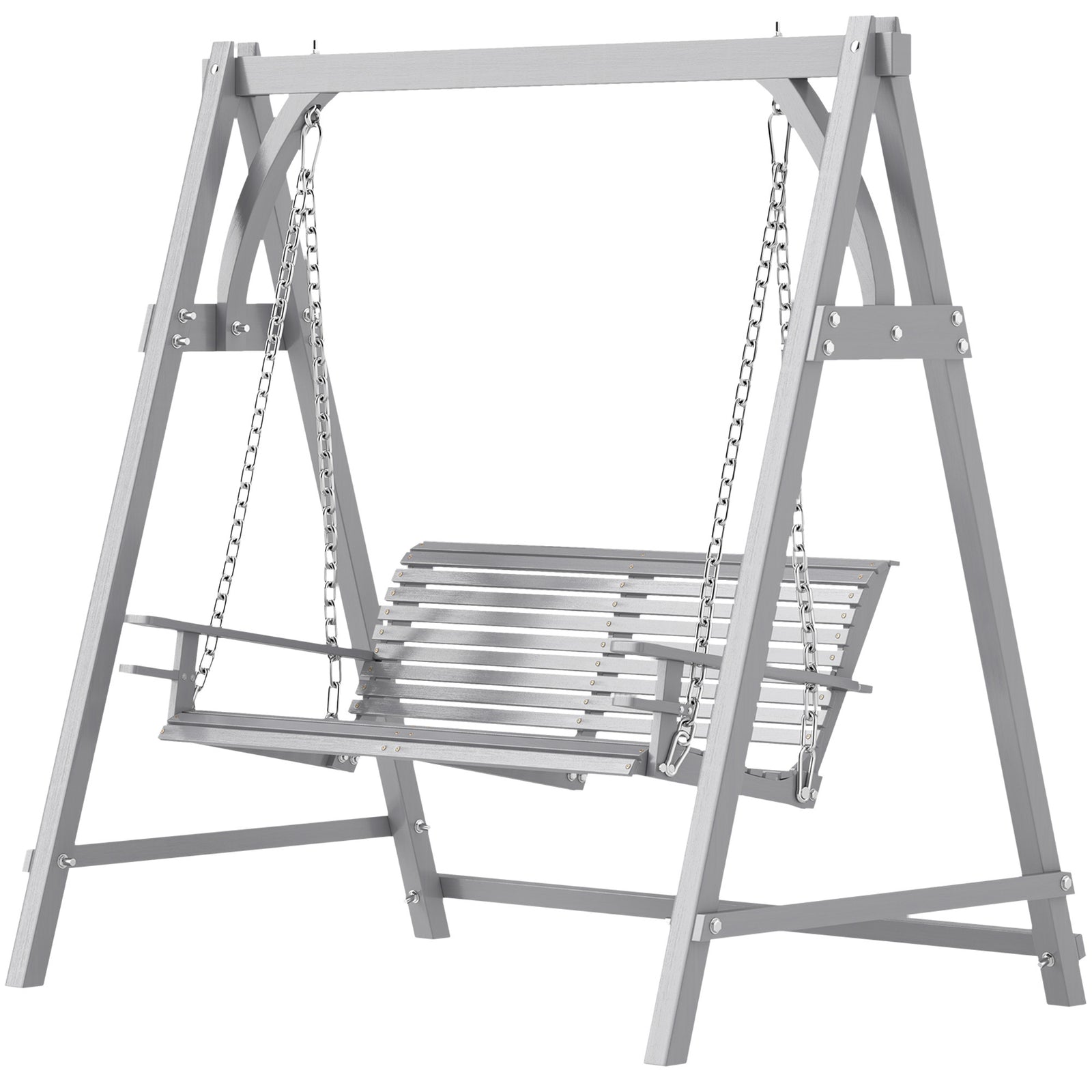 2 Seater Wooden Garden Swing Seat Hammock Bench Lounger