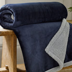 Hazelwood Sherpa Fleece Throw - 150cm x 200cm | 150cm x 200cm | Navy
