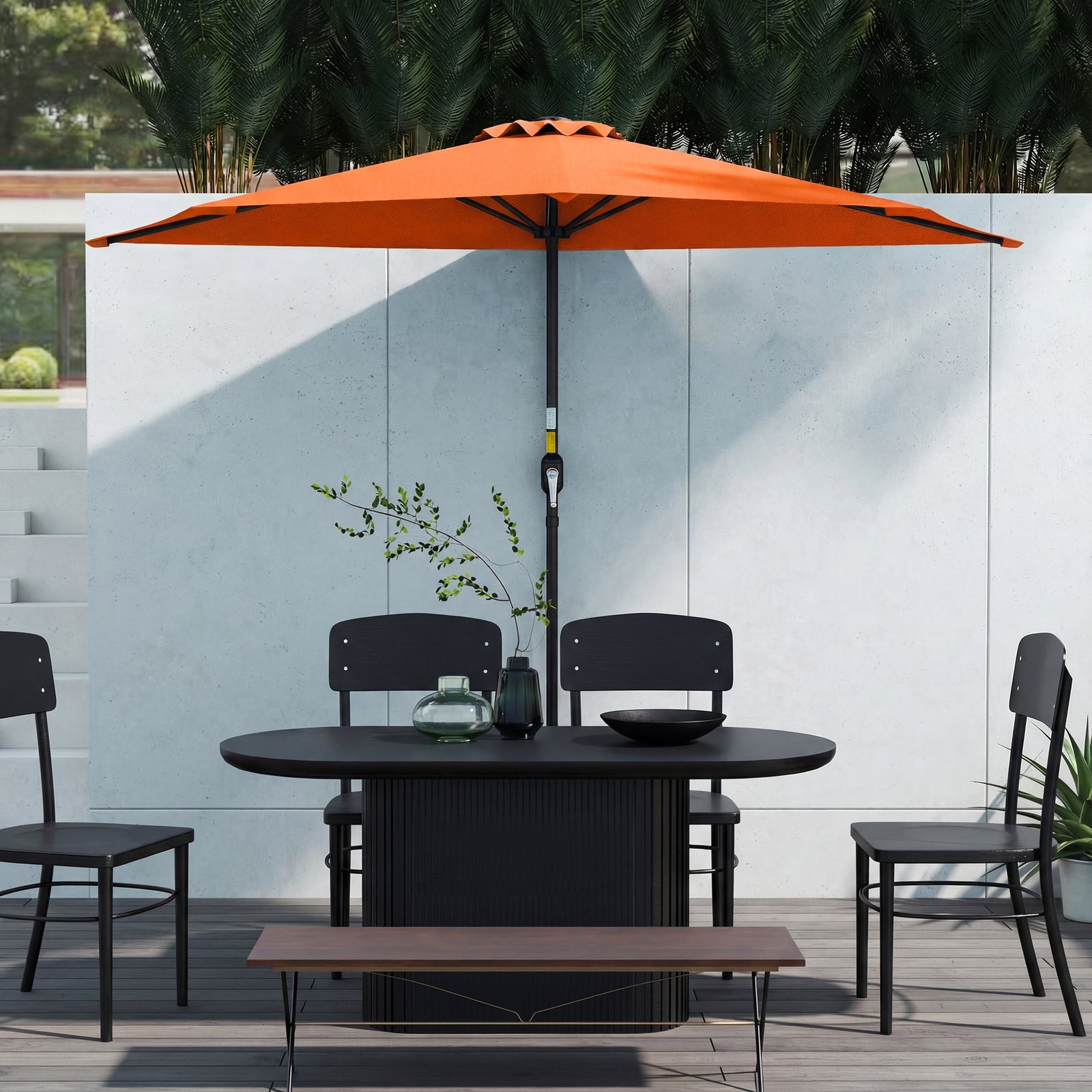 2.7m Metal Frame Garden Furniture Parasol Half Round Umbrella | Orange