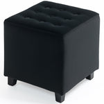 Square Footstool Small Ottoman With Wood Legs For Bedroom | One Size | Gray