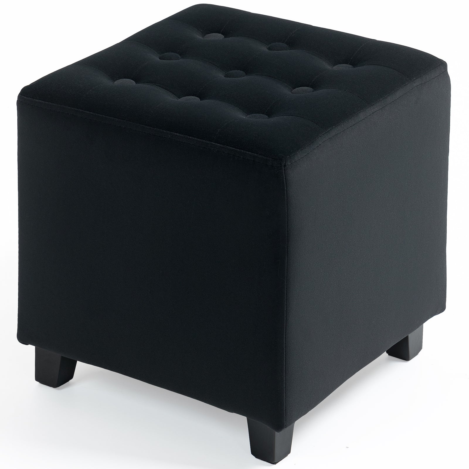 Square Footstool Small Ottoman With Wood Legs For Bedroom | One Size | Gray