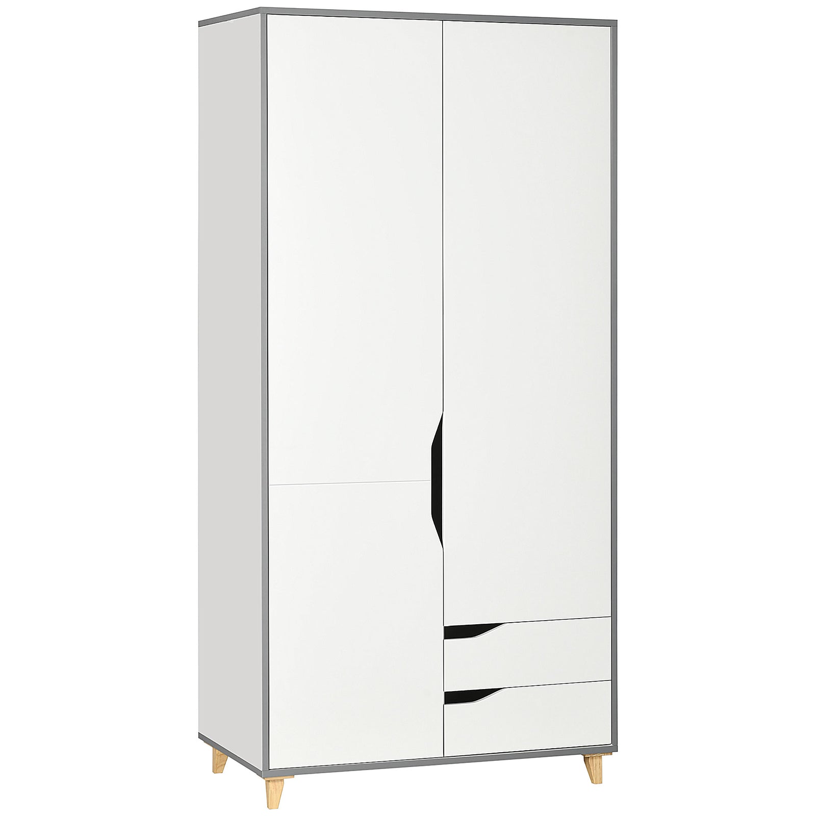 2 Door Wardrobe With Drawers Hanging Rail Shelves Bedroom | One Size | White